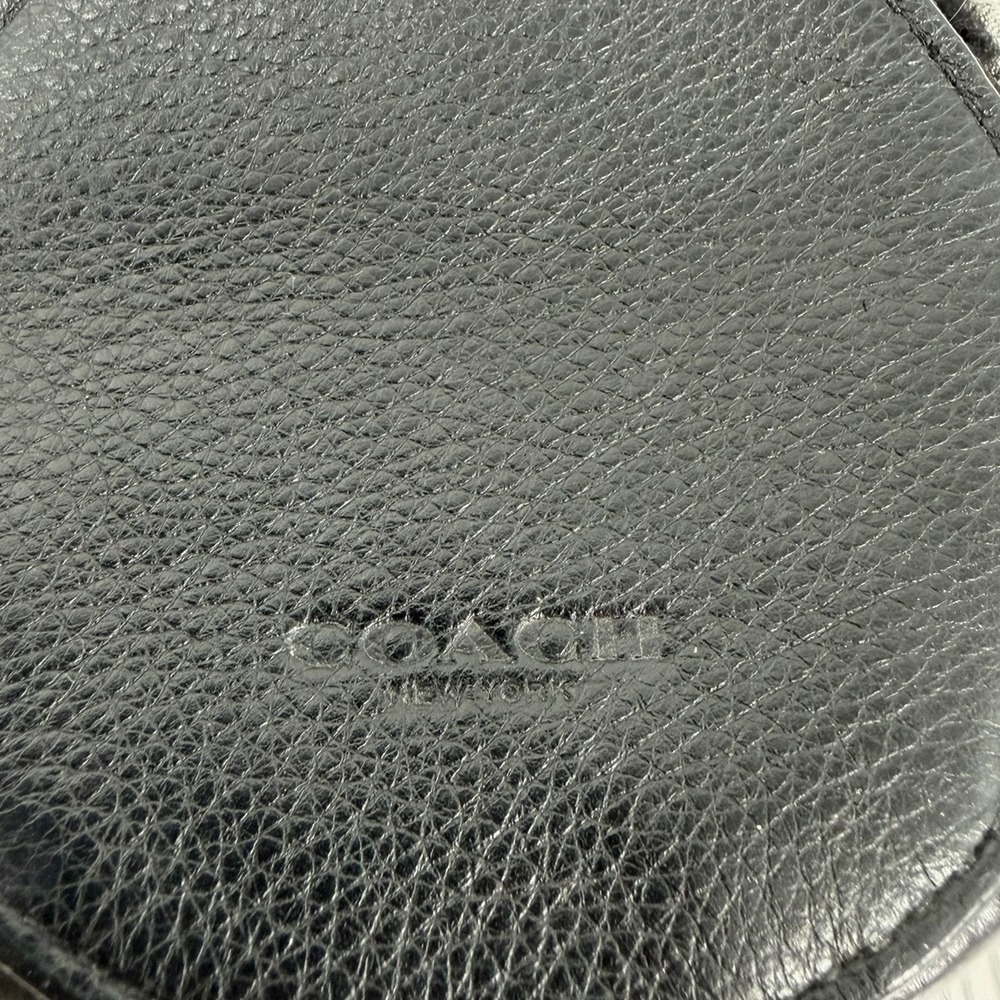 Coach Raccoon Coin Purse Black Pebbled Leather Shearling Pom Pom Wallet - Picture 5 of 7